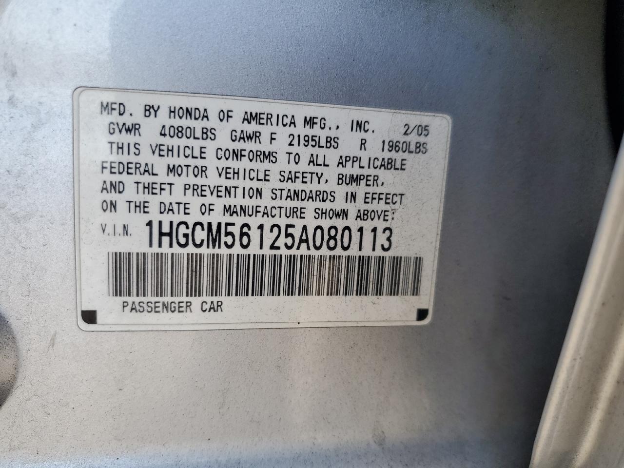 2005 HONDA ACCORD