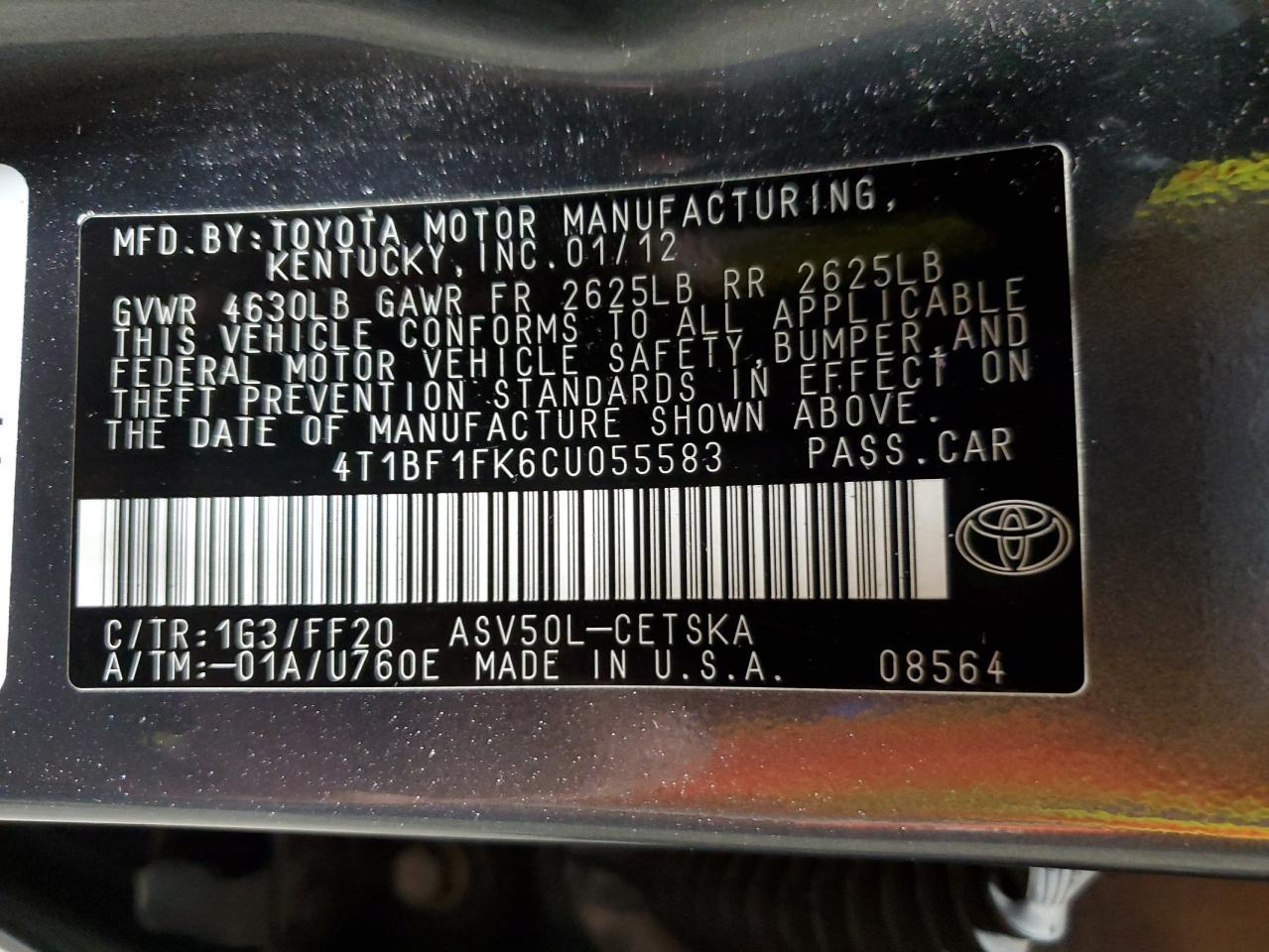 2012 TOYOTA CAMRY