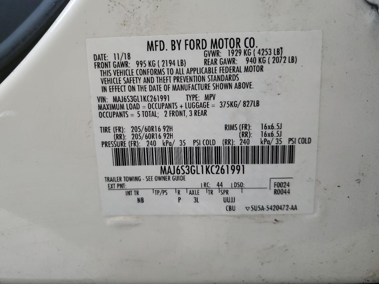 2019 FORD EcoSport
