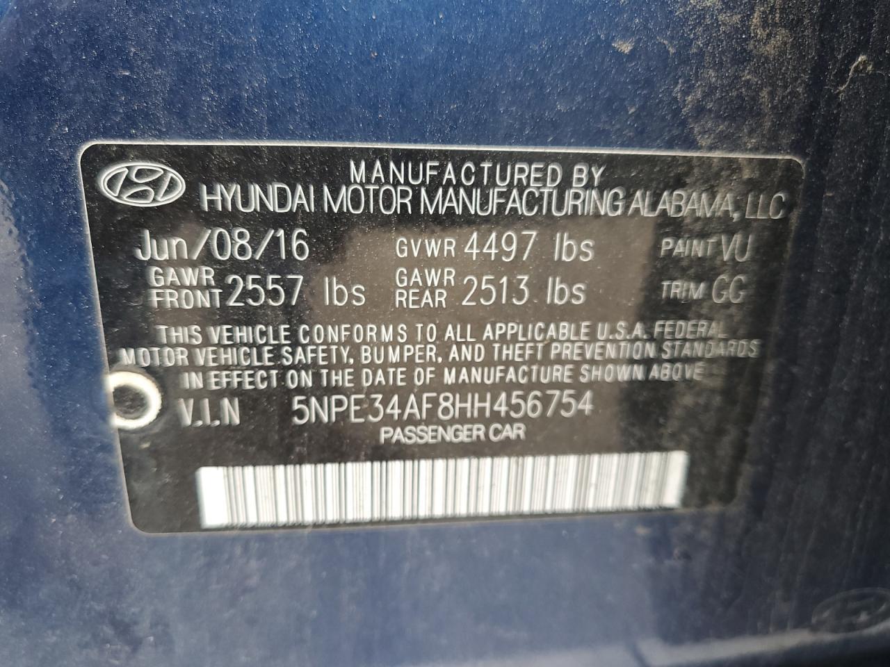 2017 HYUNDAI SONATA