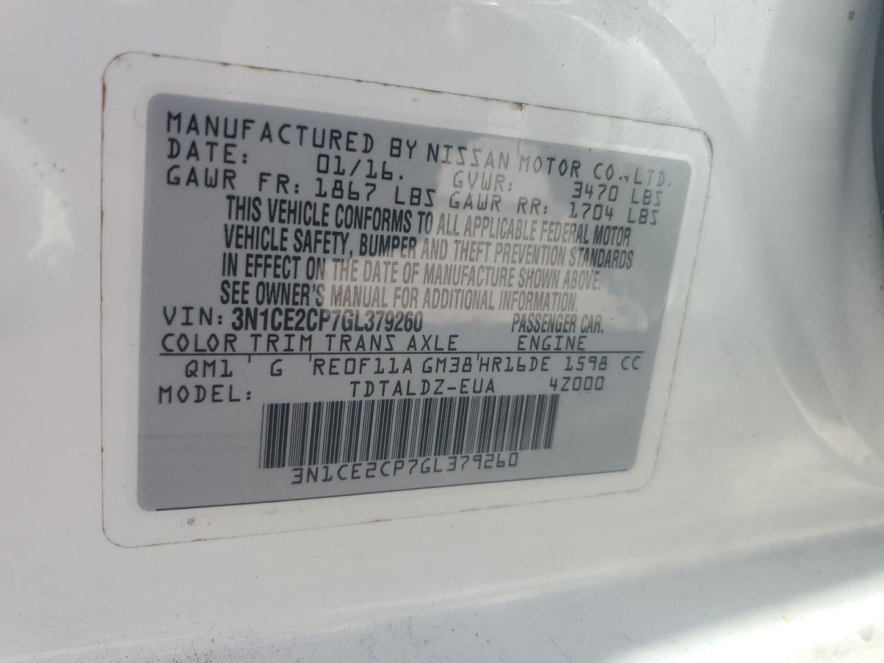 2016 NISSAN Versa Note