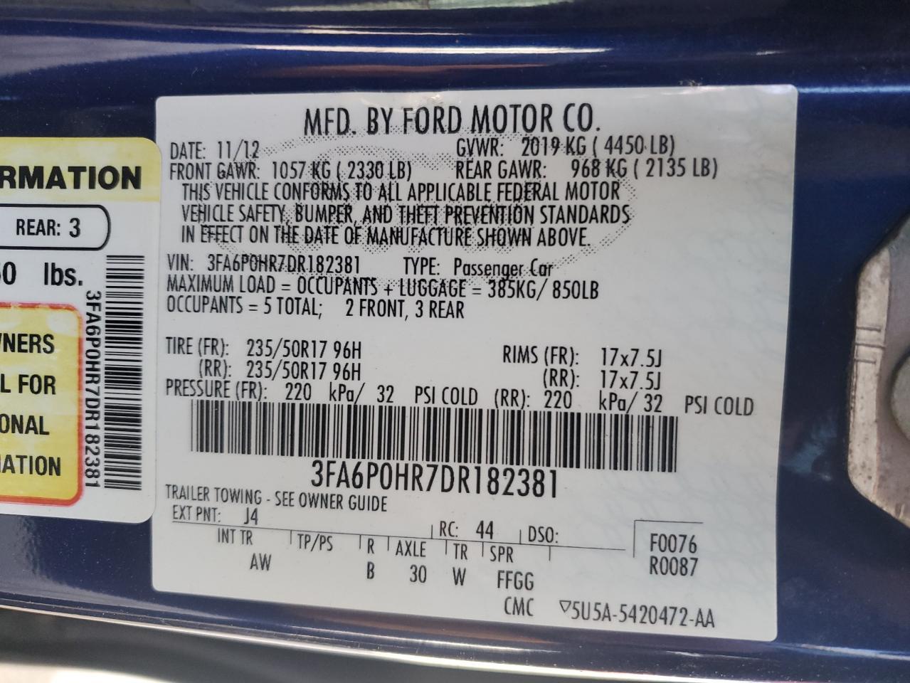 2013 FORD FUSION