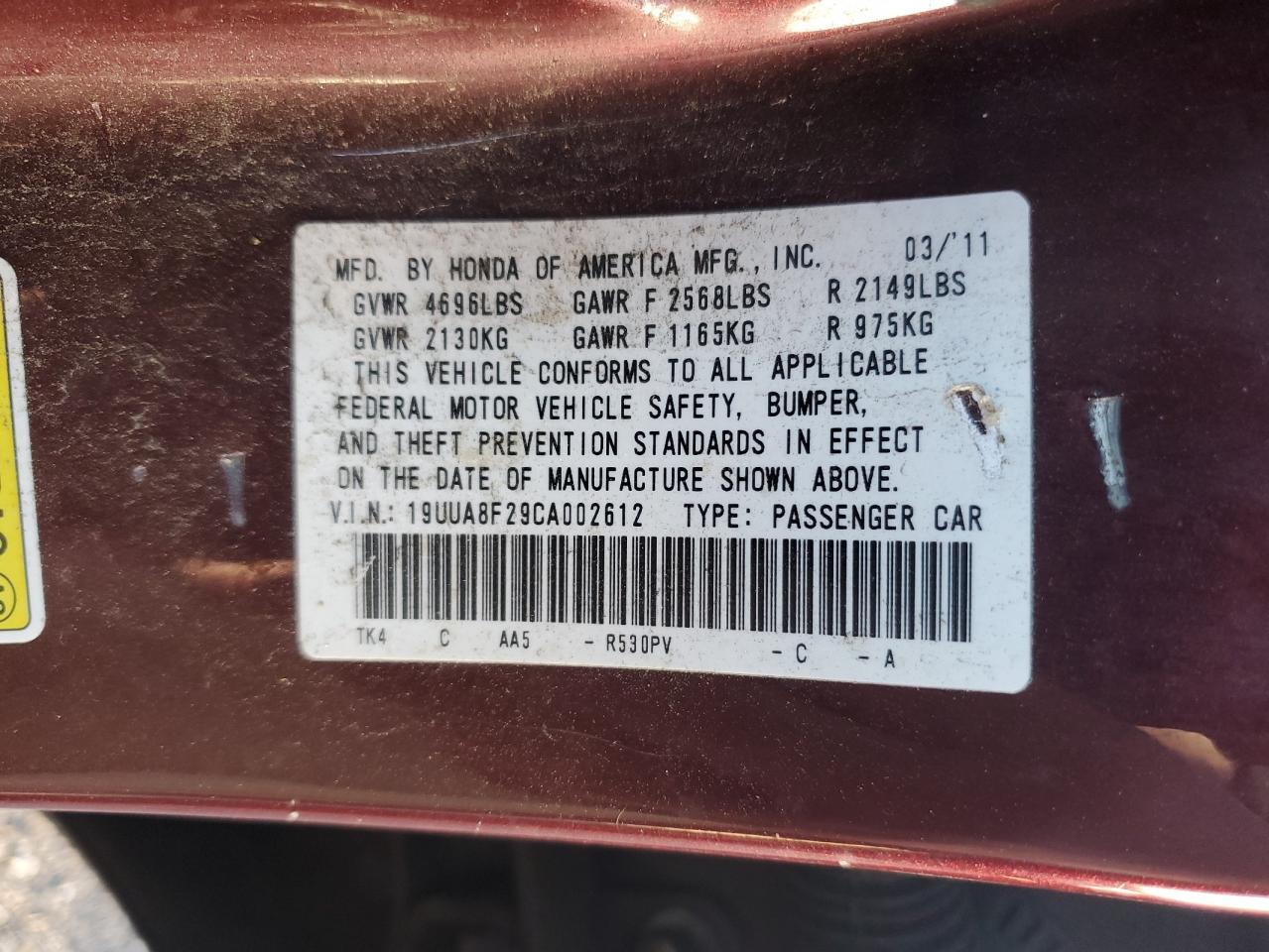 2012 ACURA TL