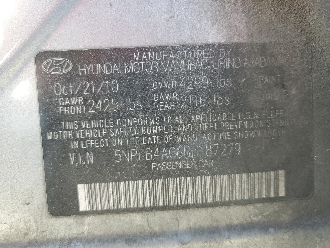 2011 HYUNDAI SONATA