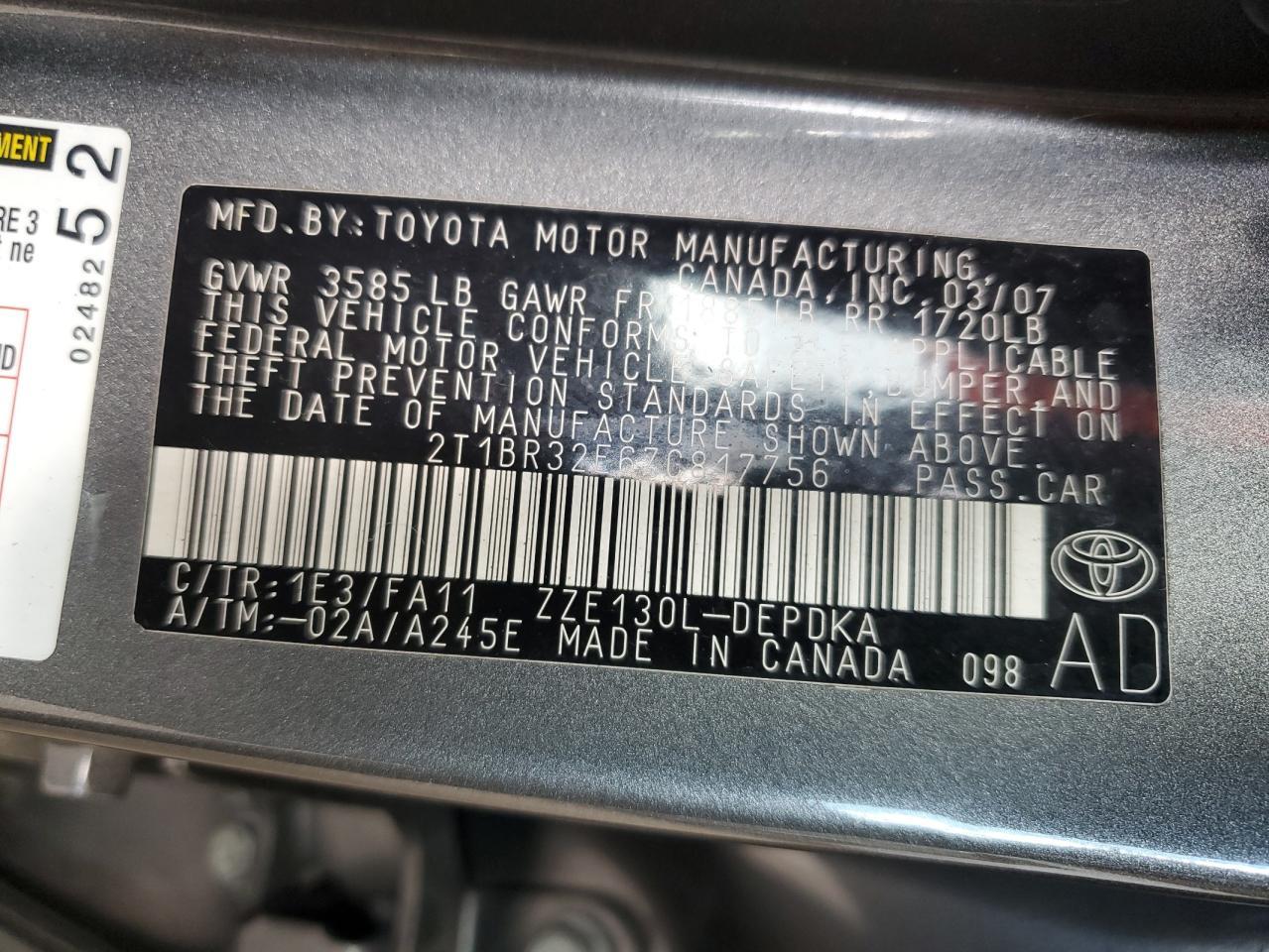 2007 TOYOTA COROLLA
