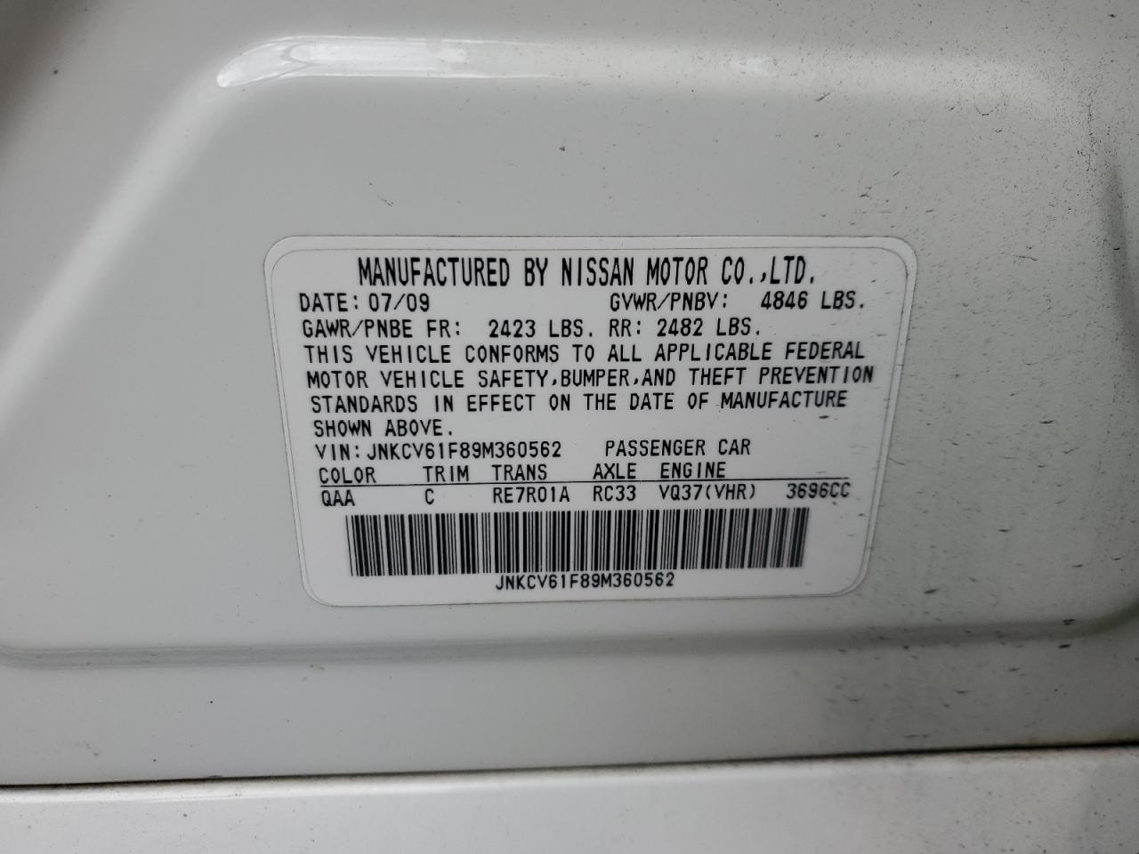 2009 INFINITI G37