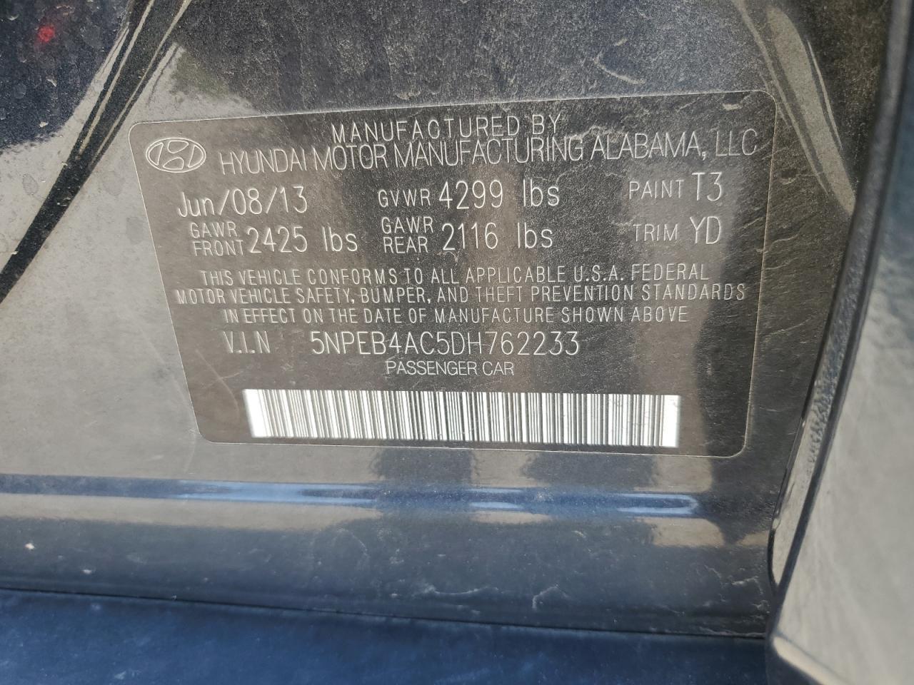 2013 HYUNDAI SONATA