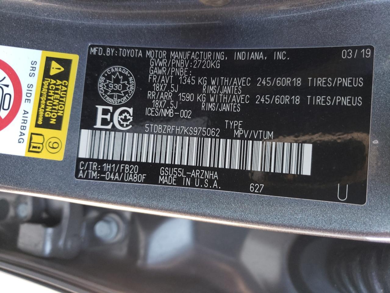 2019 TOYOTA HIGHLANDER