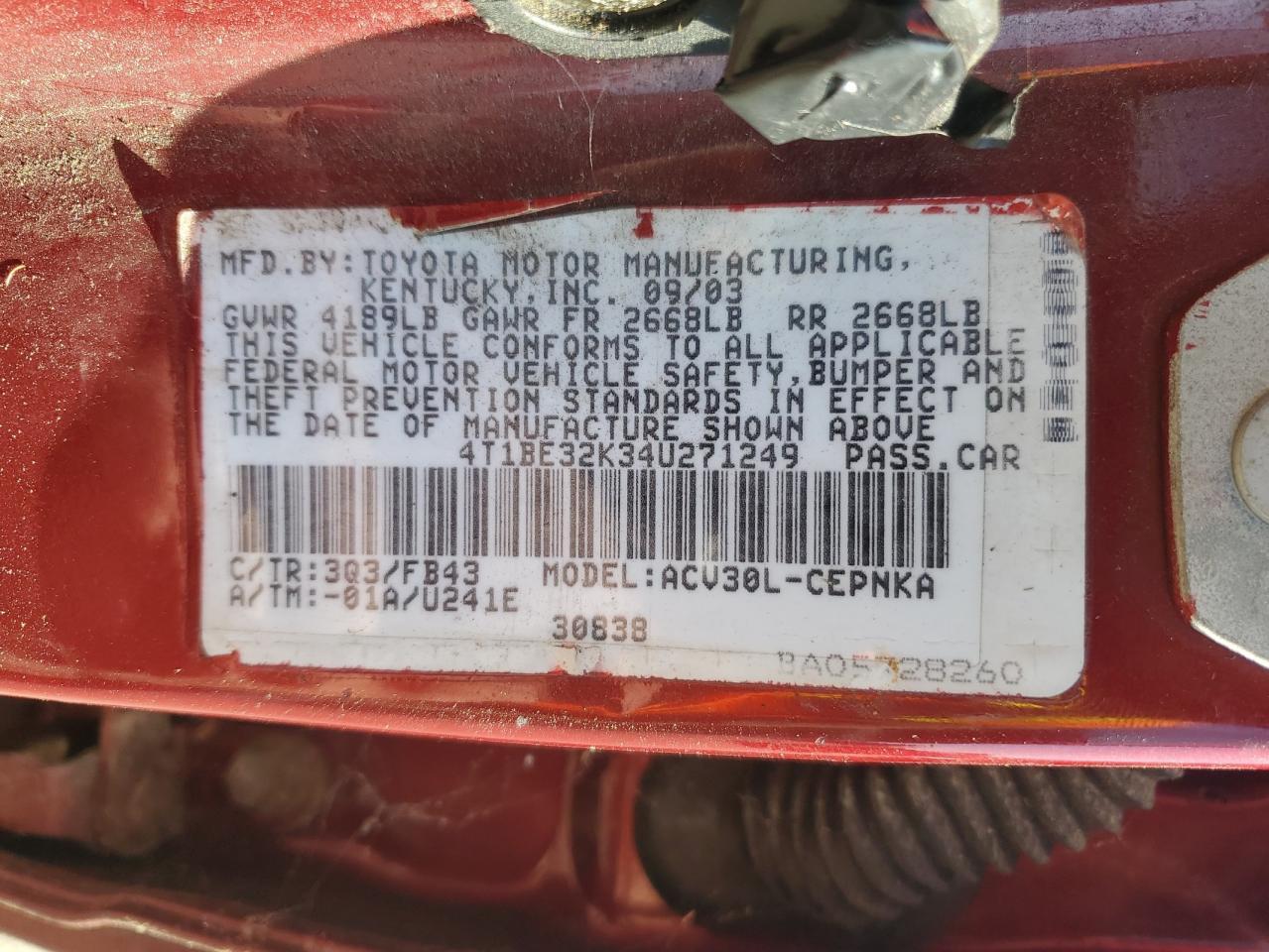 2004 TOYOTA CAMRY