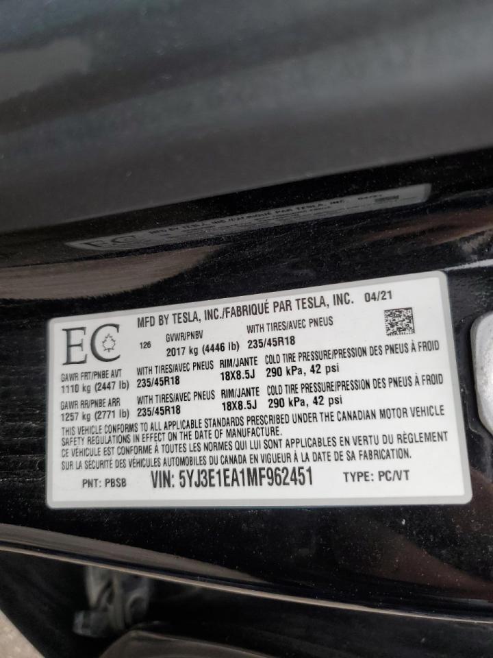 2021 TESLA MODEL 3