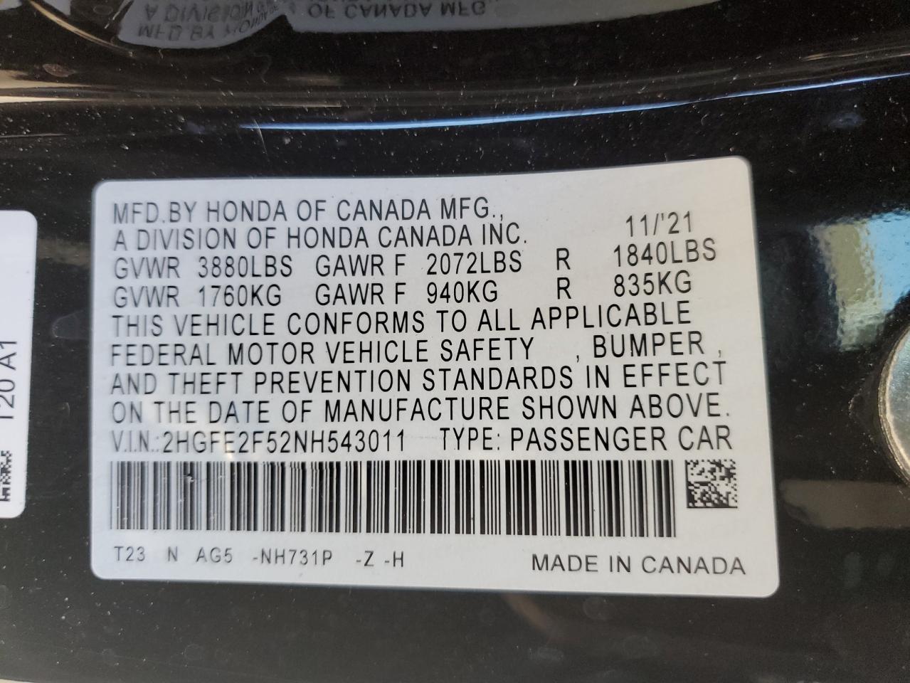 2022 HONDA CIVIC