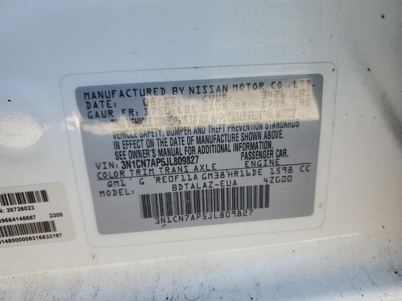 2018 NISSAN VERSA