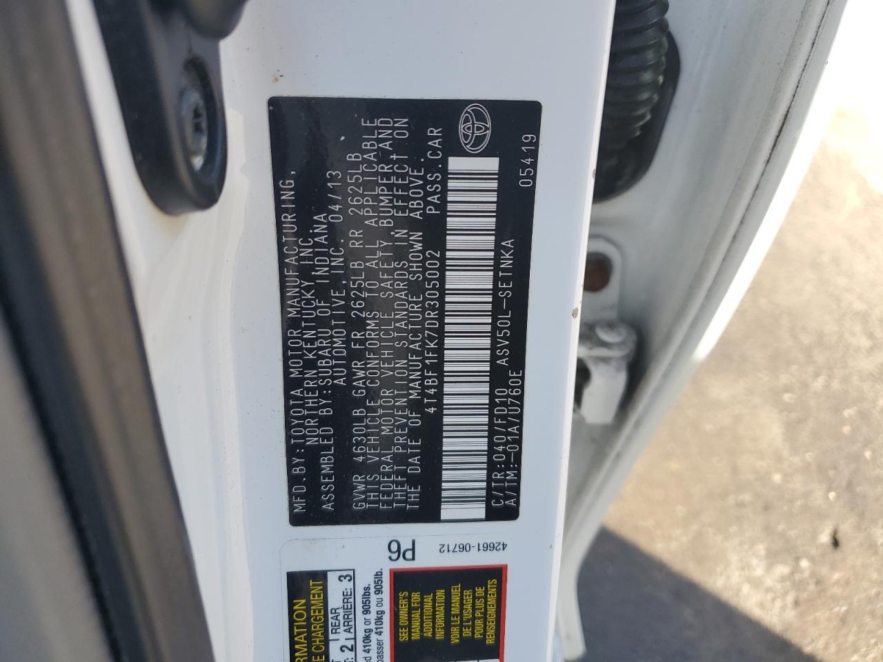 2013 TOYOTA CAMRY