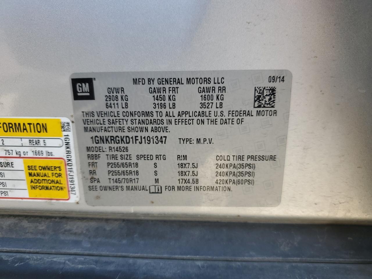 2015 CHEVROLET TRAVERSE