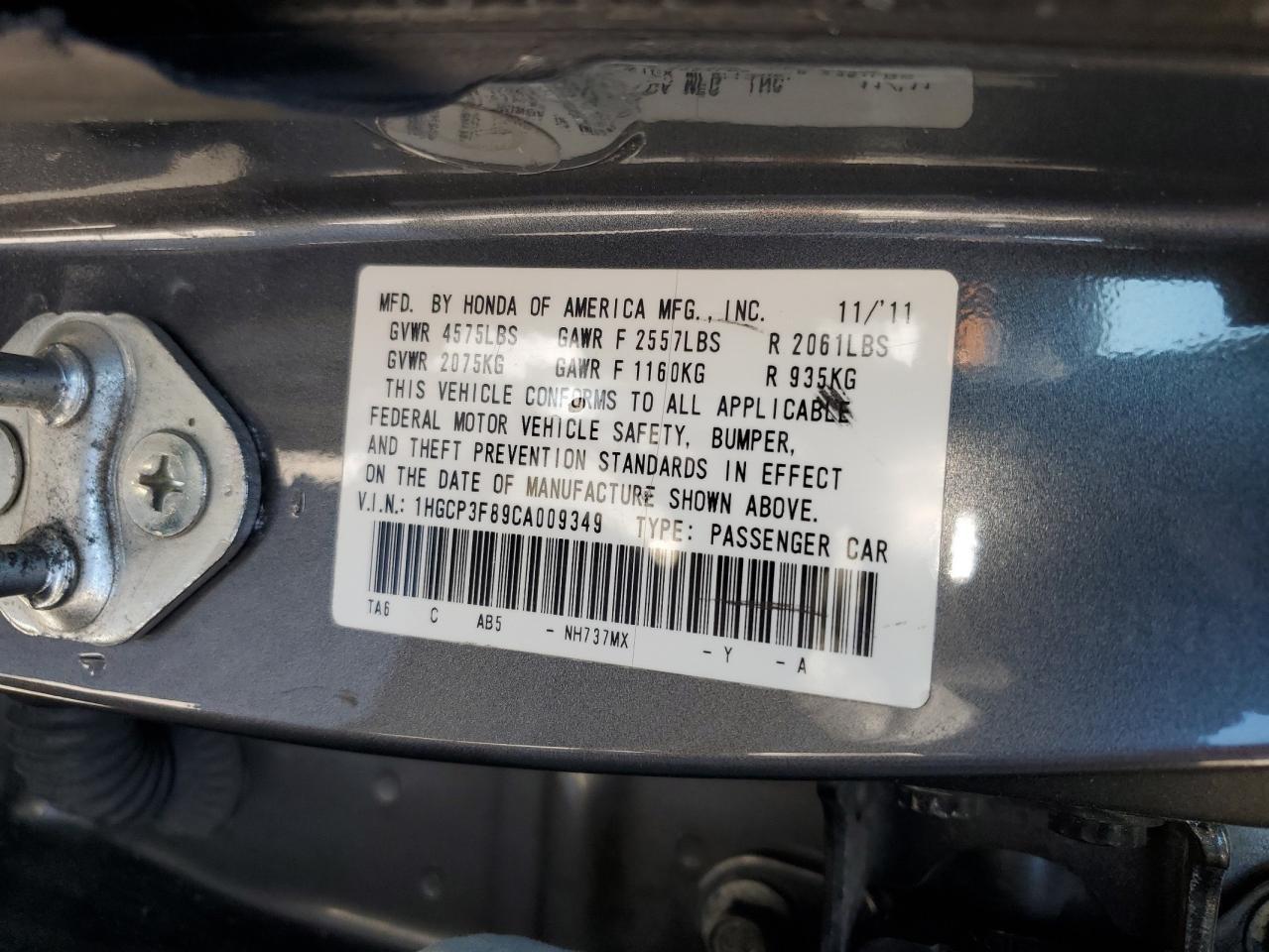 2012 HONDA ACCORD