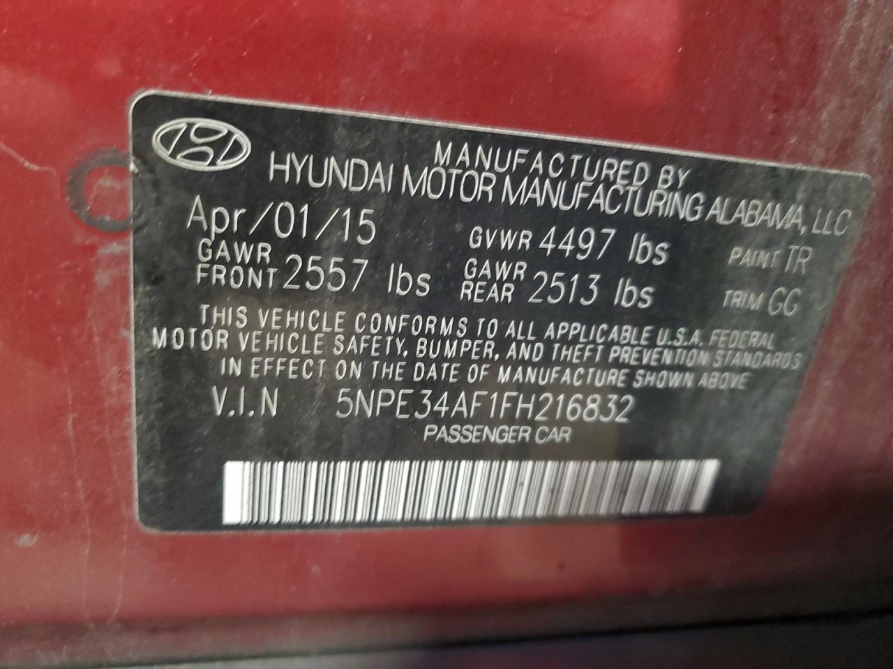 2015 HYUNDAI SONATA