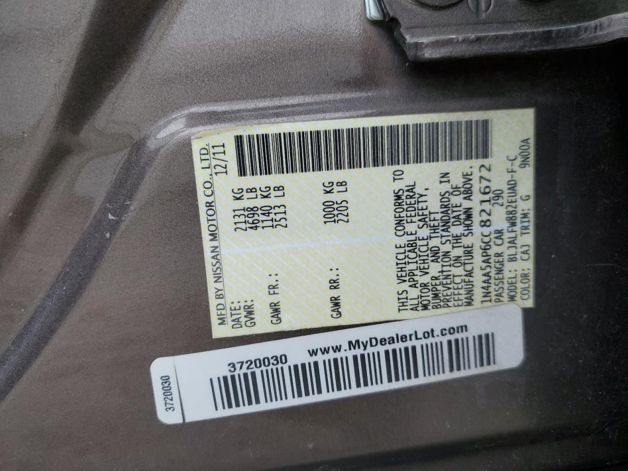 2012 NISSAN Maxima
