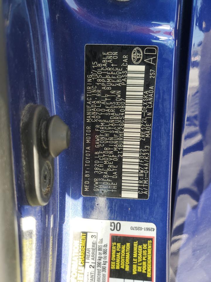 2016 TOYOTA COROLLA