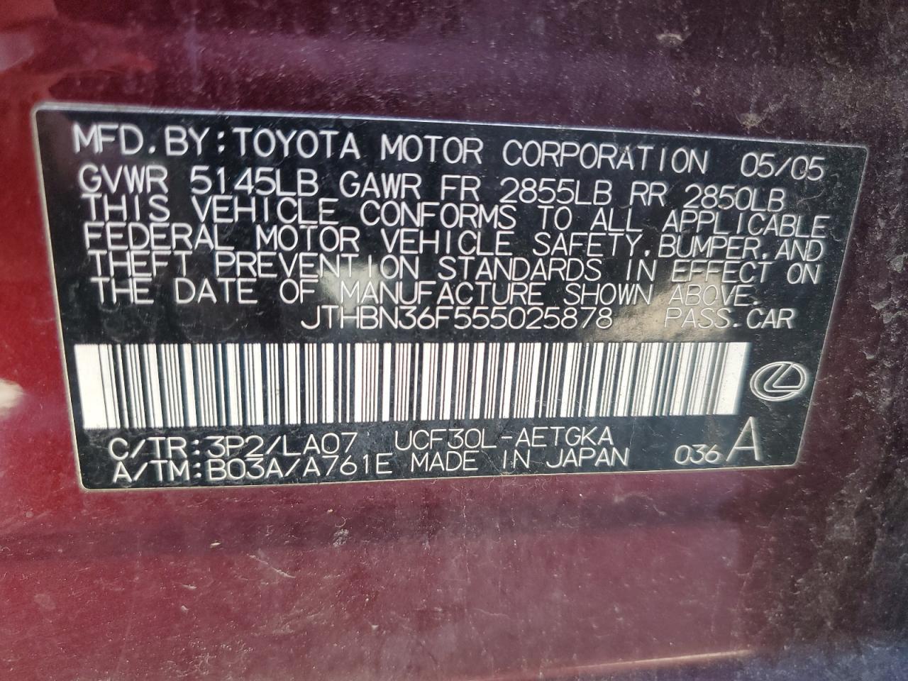 2005 LEXUS Ls