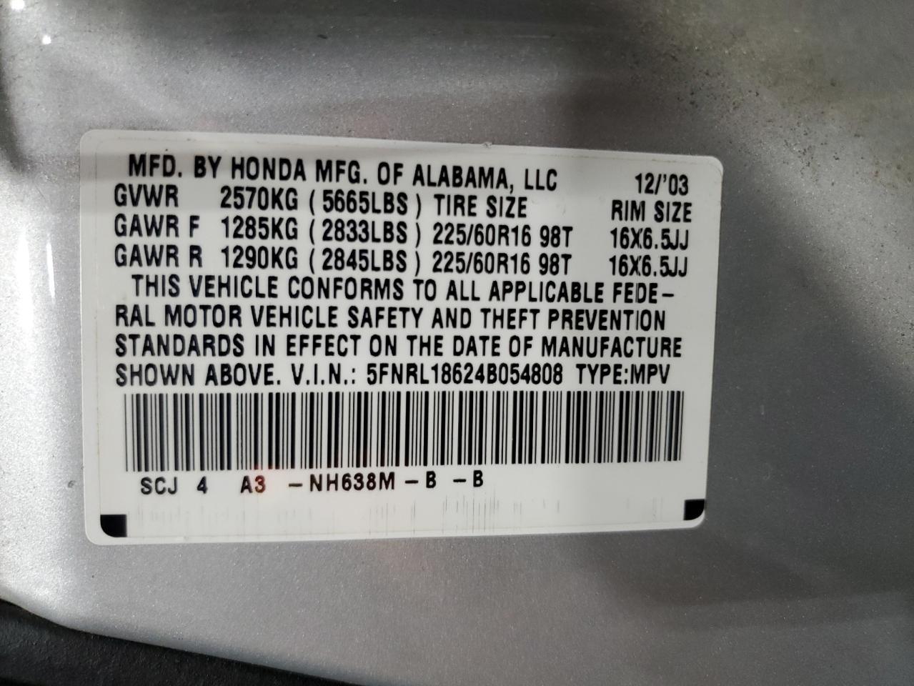 2004 HONDA ODYSSEY