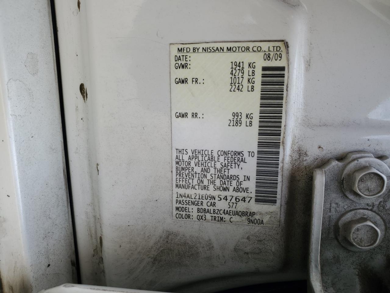 2009 NISSAN ALTIMA