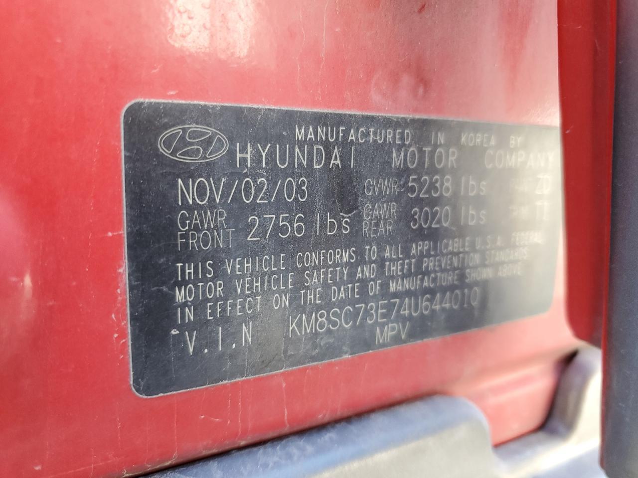 2004 HYUNDAI SANTA FE