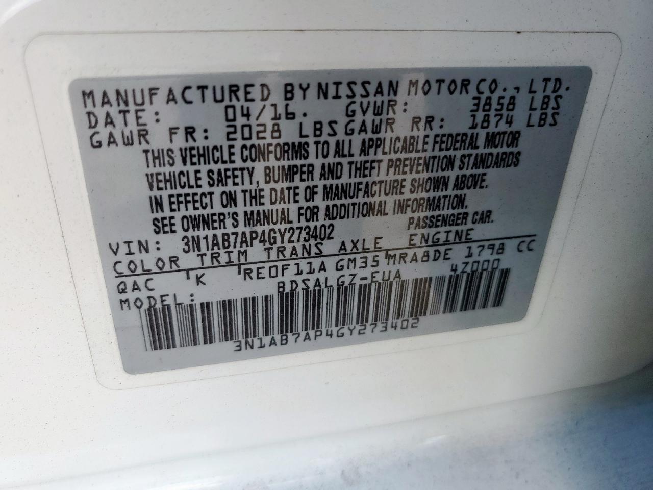 2016 NISSAN SENTRA