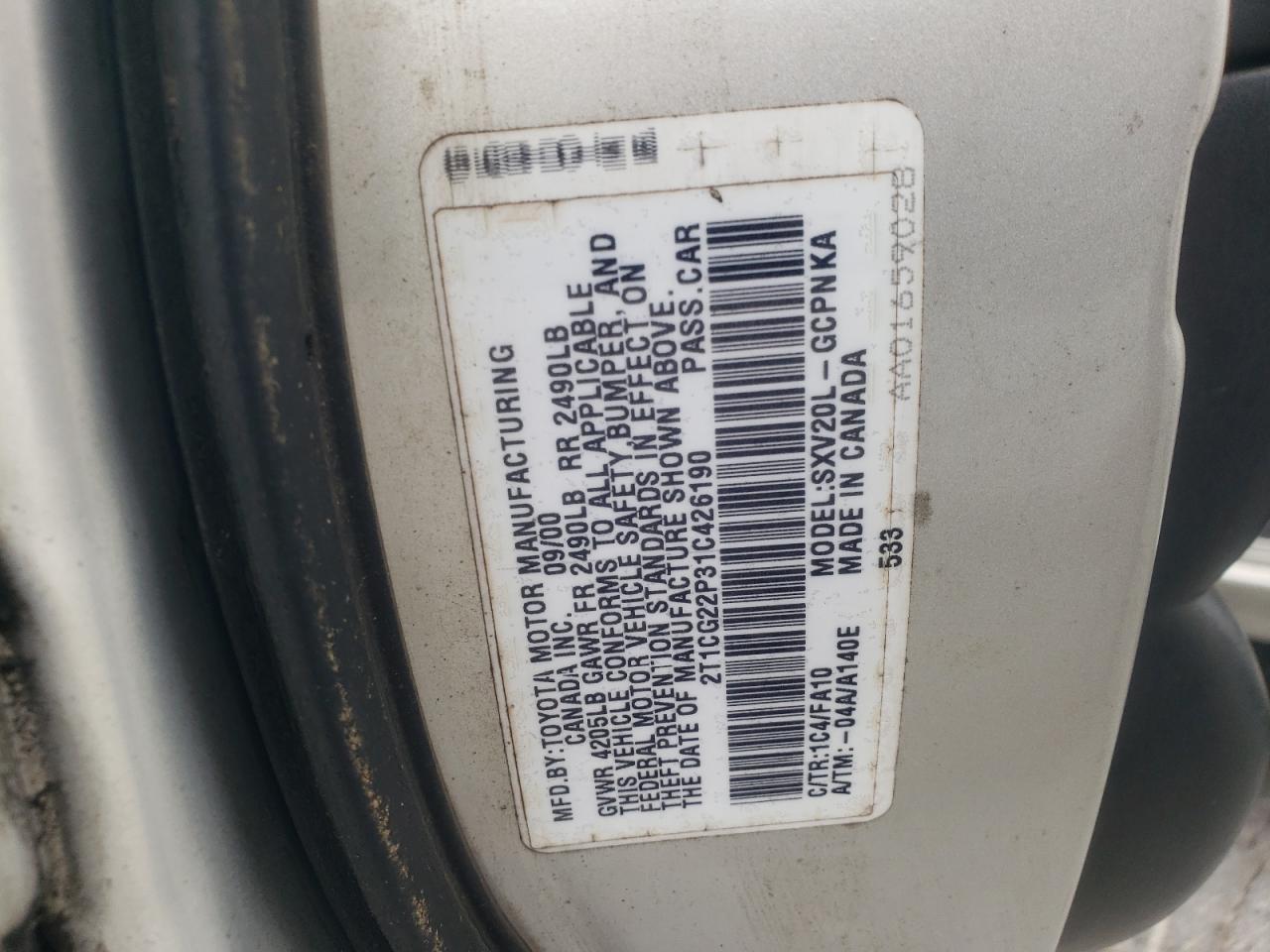 2001 TOYOTA CAMRY
