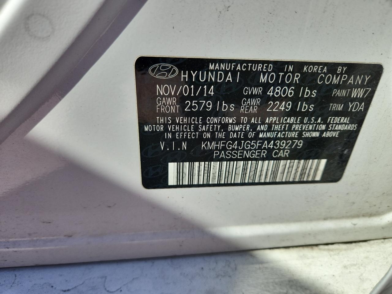 2015 HYUNDAI Azera