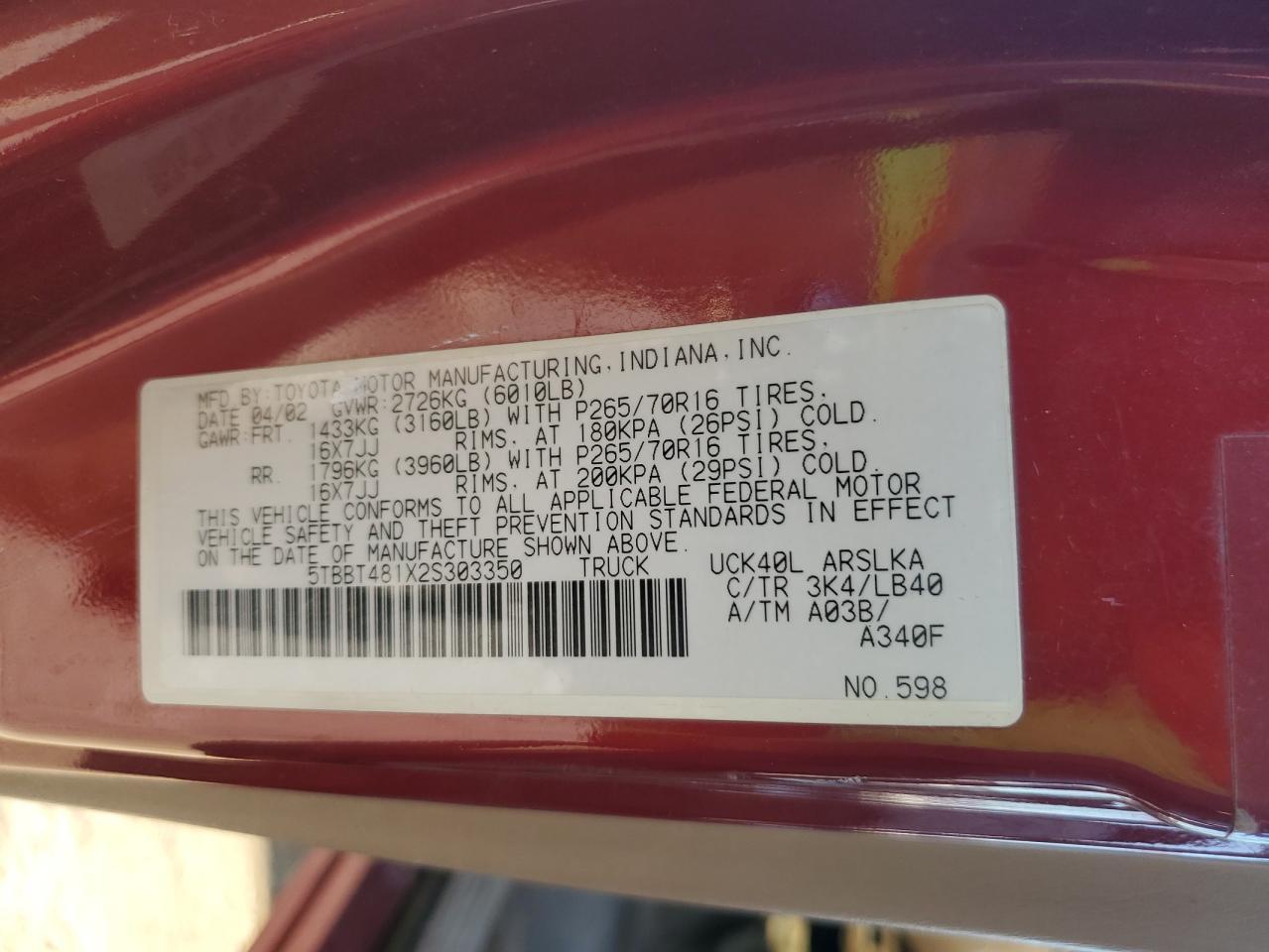 2002 TOYOTA TUNDRA
