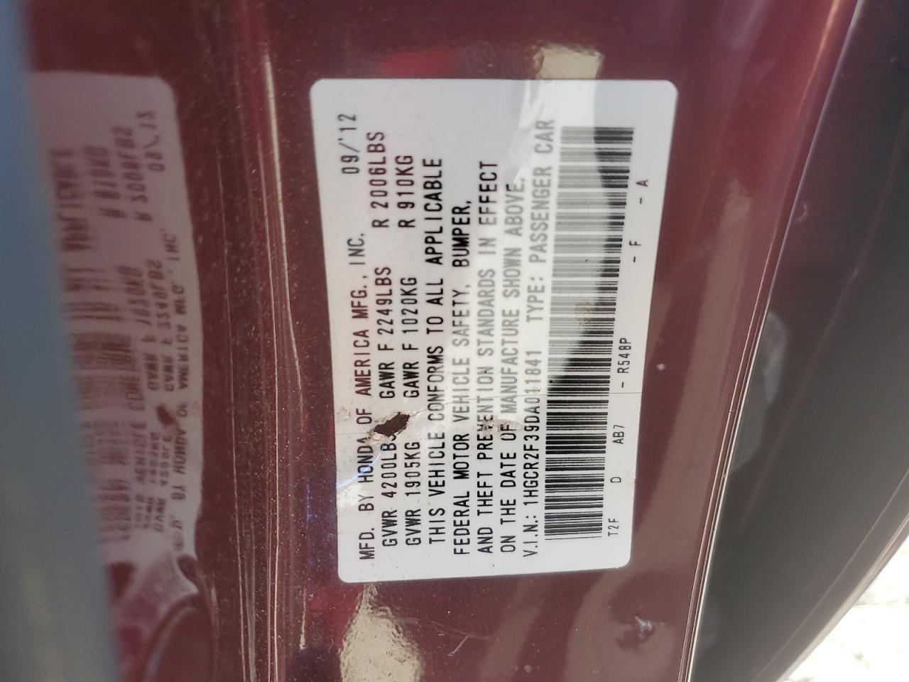 2013 HONDA ACCORD