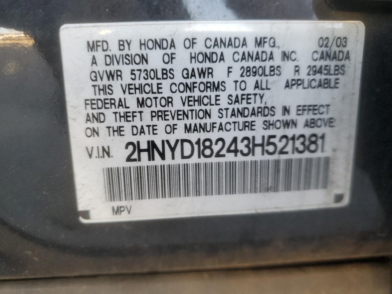 2003 ACURA MDX