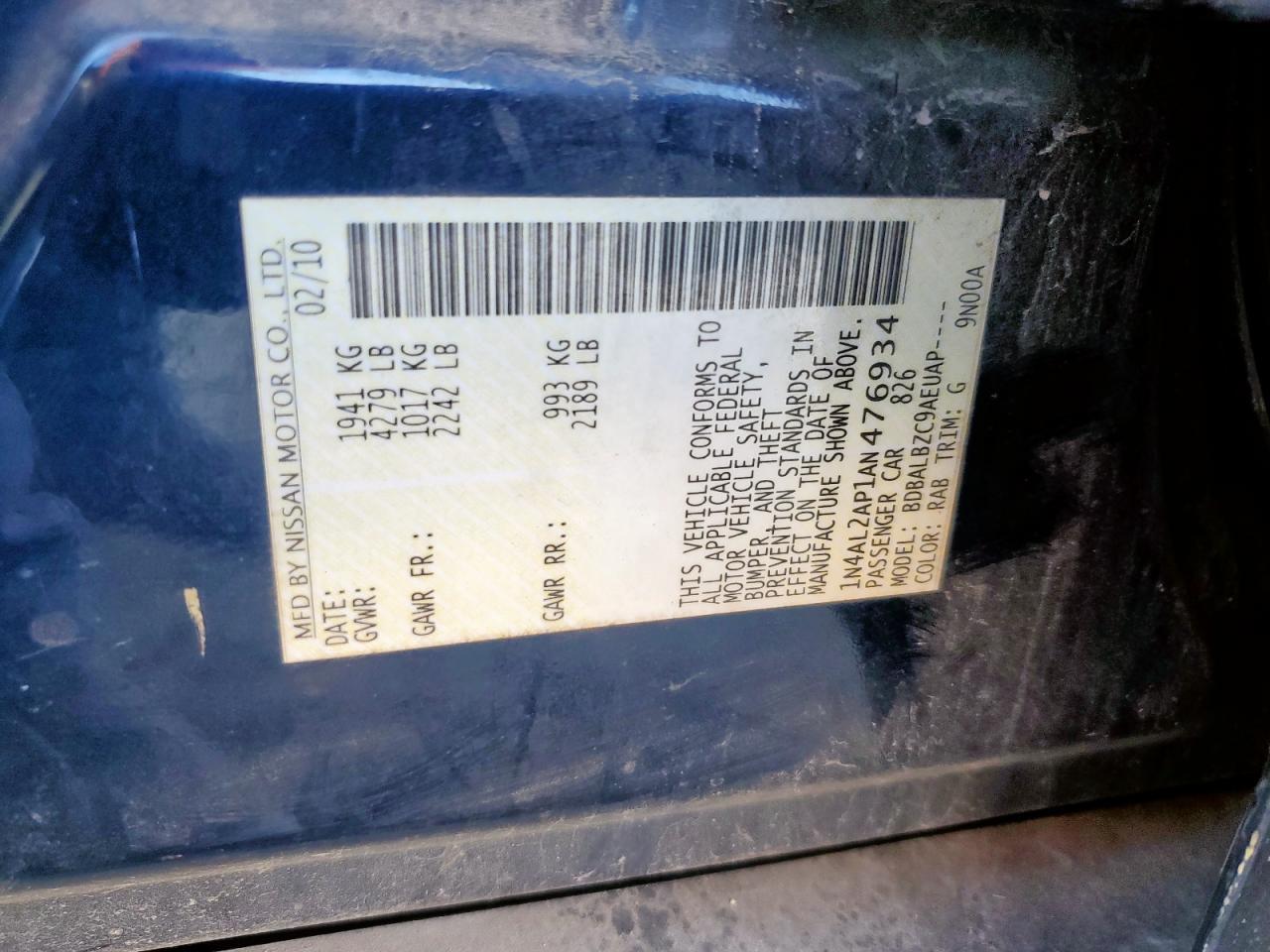 2010 NISSAN ALTIMA