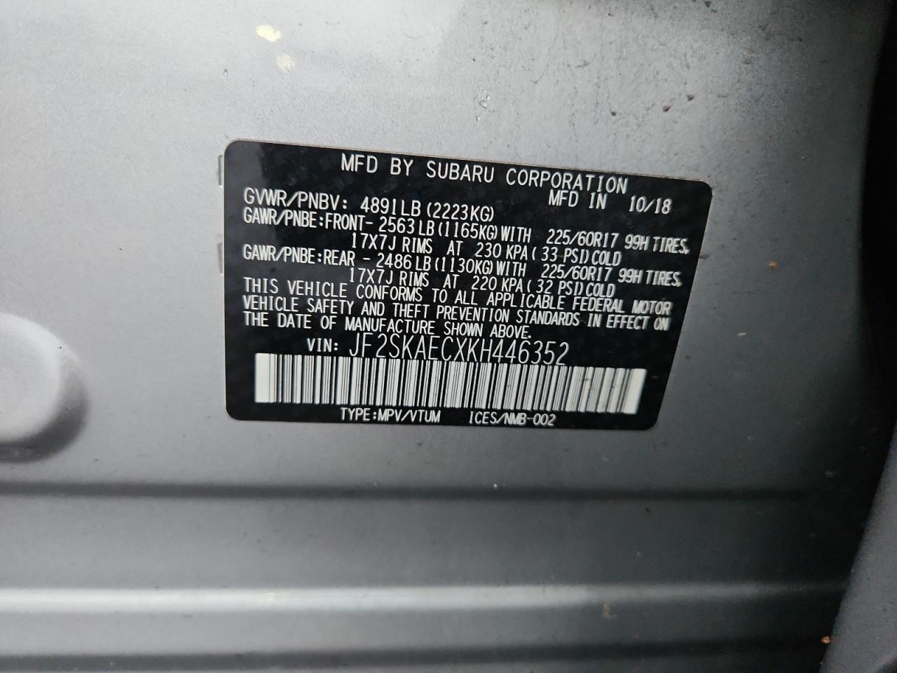 2019 SUBARU FORESTER