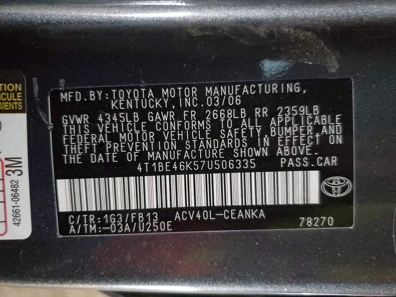 2007 TOYOTA CAMRY