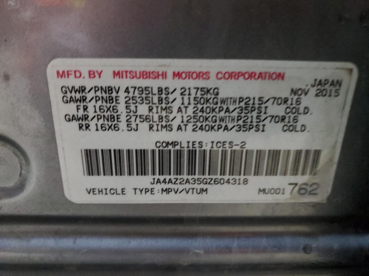 2016 MITSUBISHI outlander