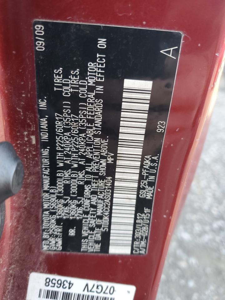 2010 TOYOTA SIENNA