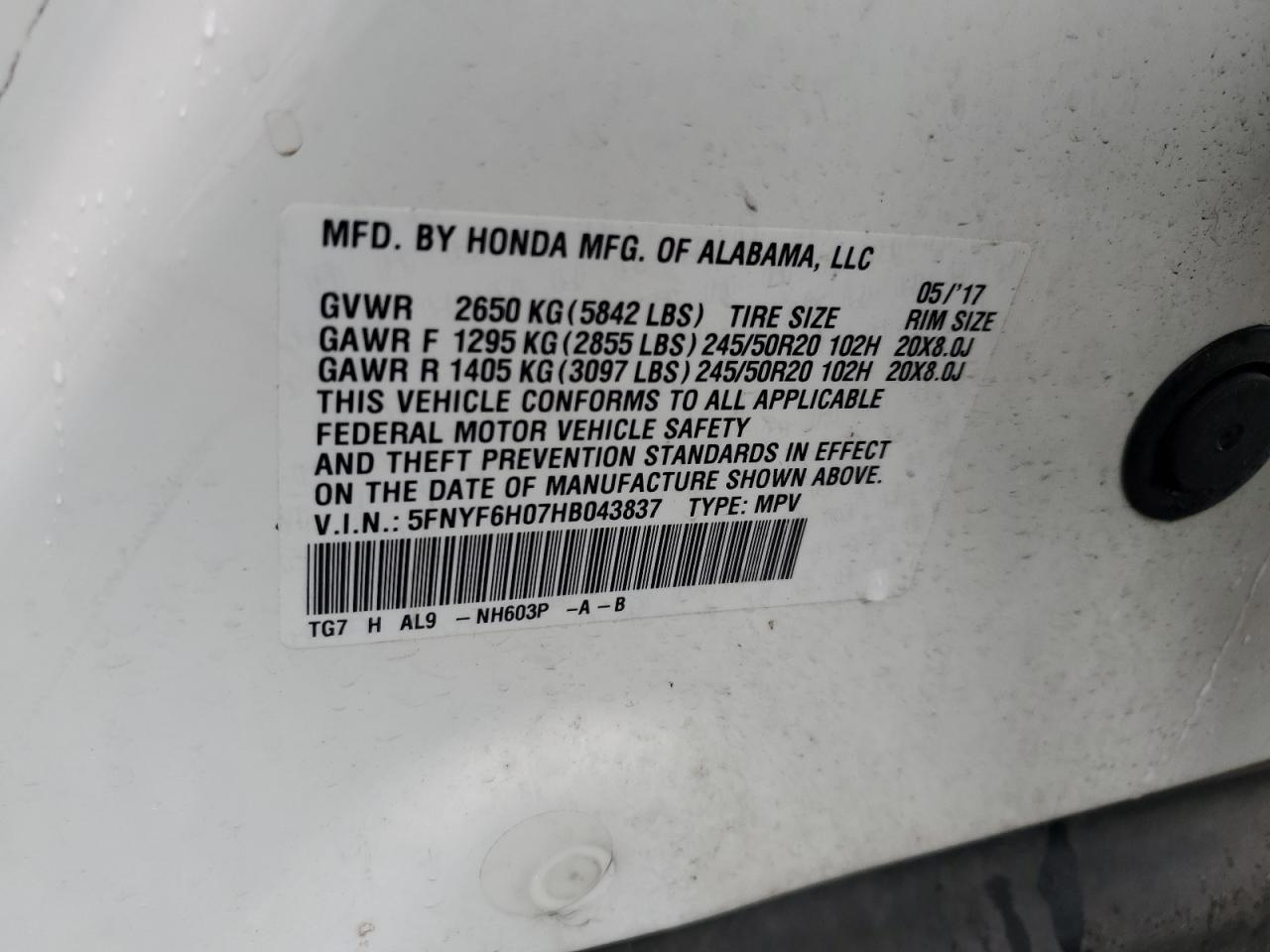 2017 HONDA PILOT