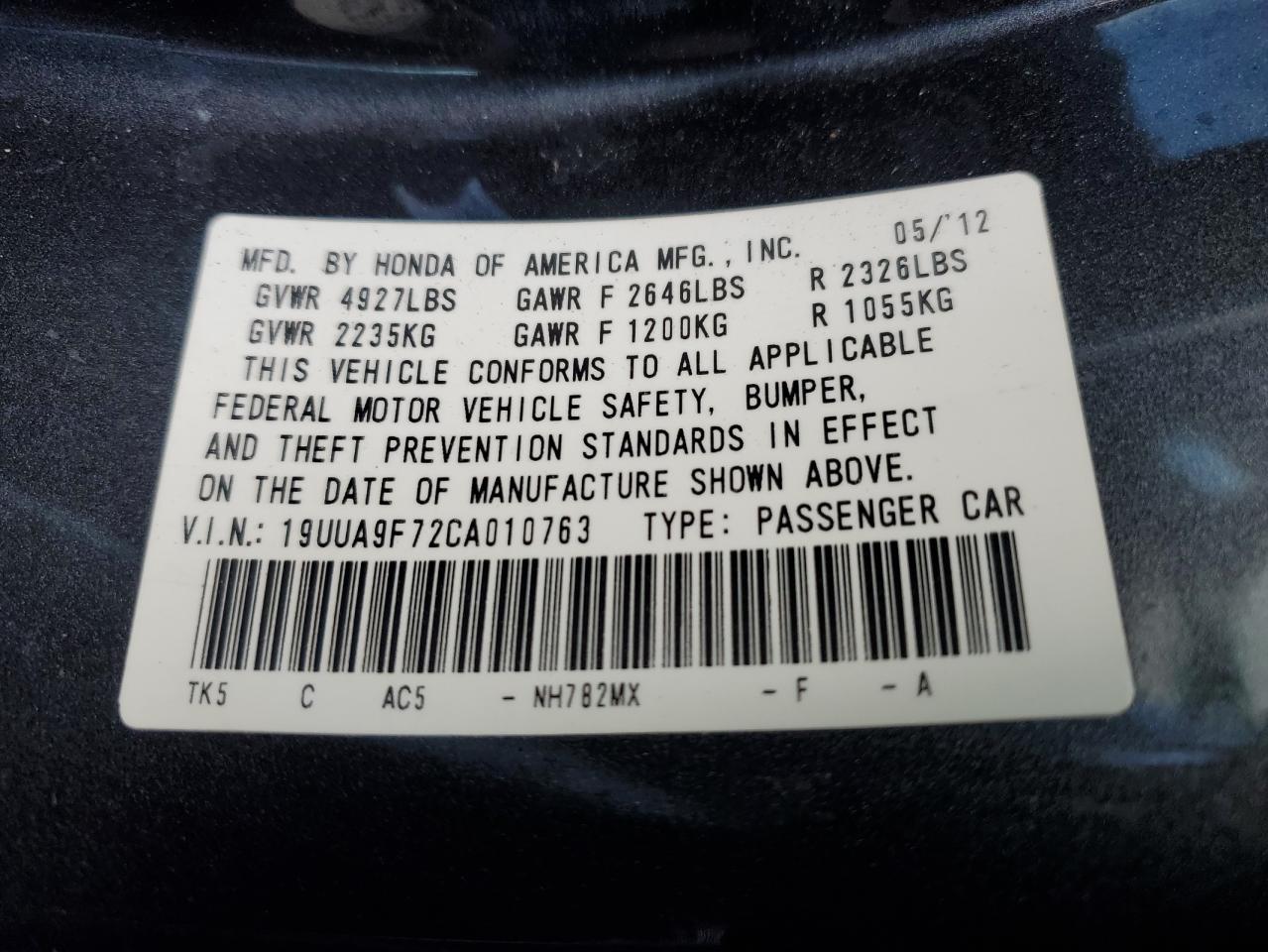 2012 ACURA TL