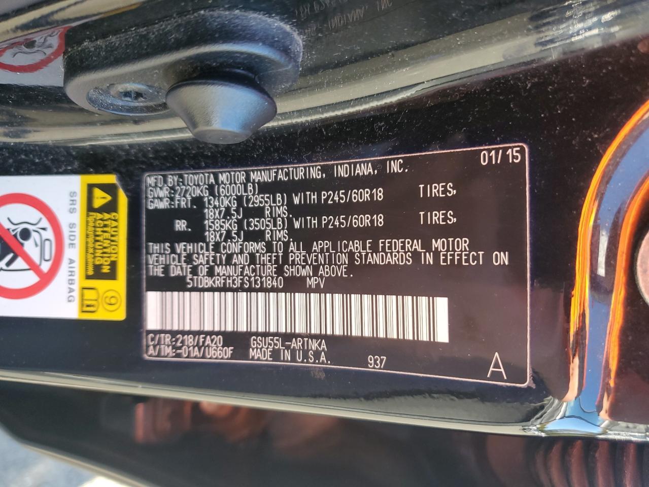 2015 TOYOTA HIGHLANDER