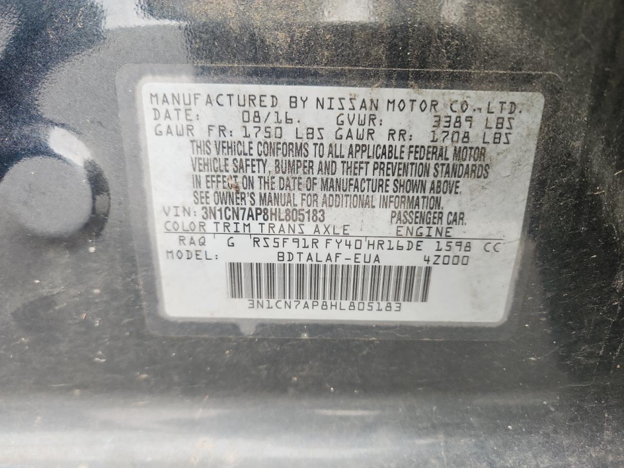 2017 NISSAN VERSA