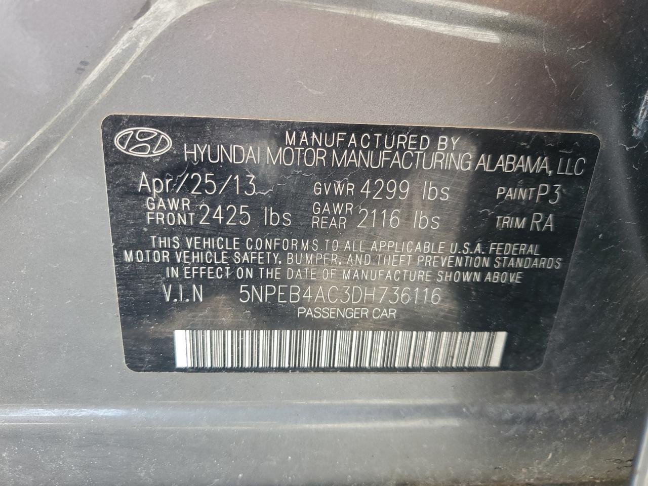 2013 HYUNDAI SONATA