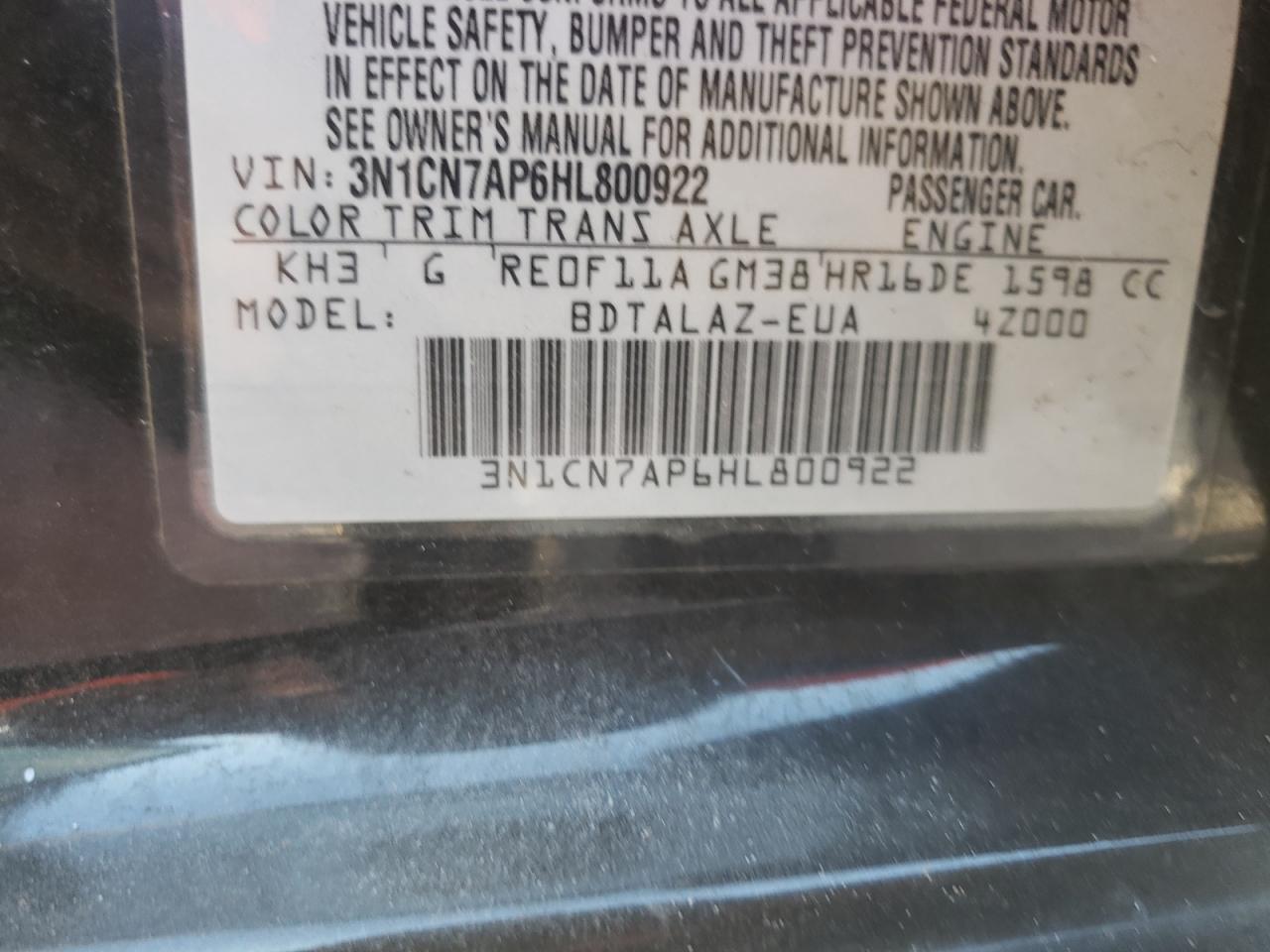 2017 NISSAN VERSA