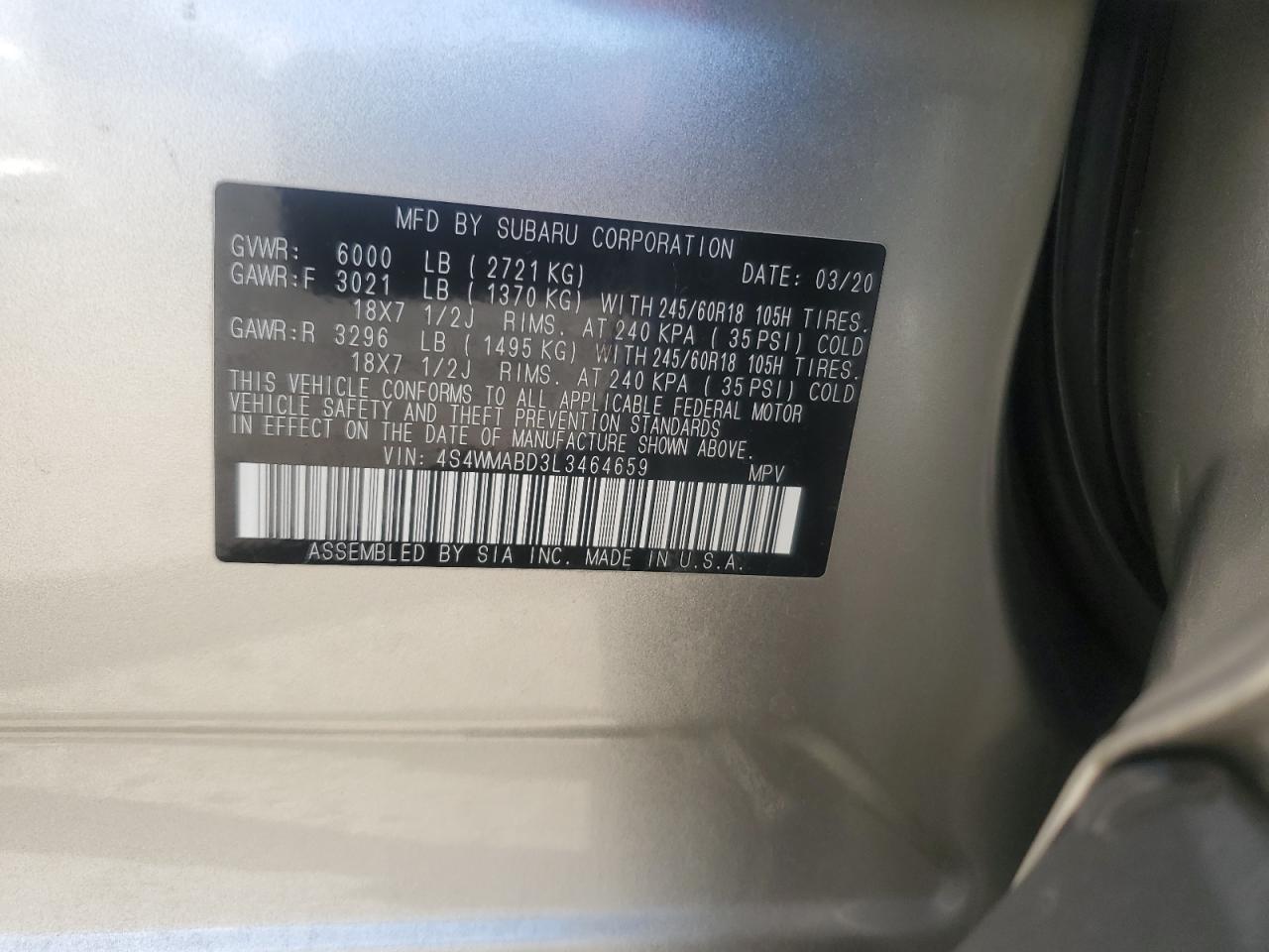 2020 SUBARU Ascent
