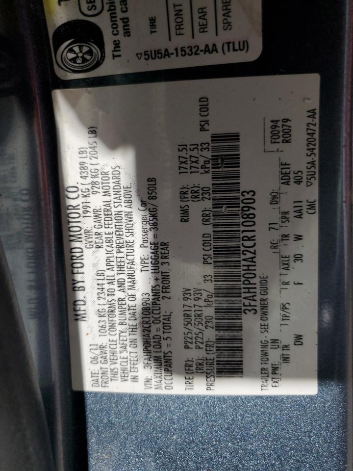 2012 FORD FUSION