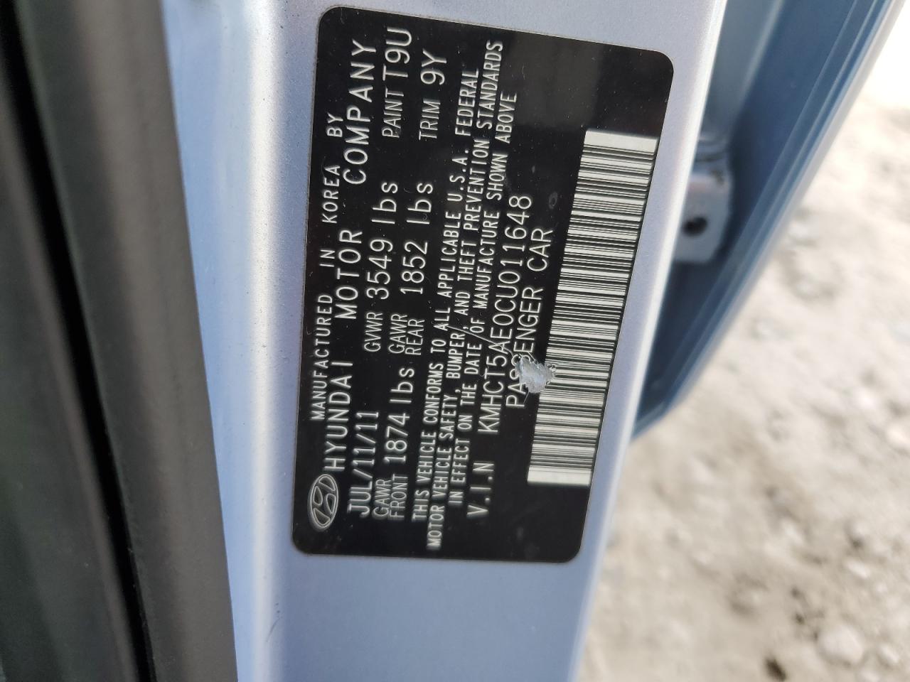 2012 HYUNDAI ACCENT