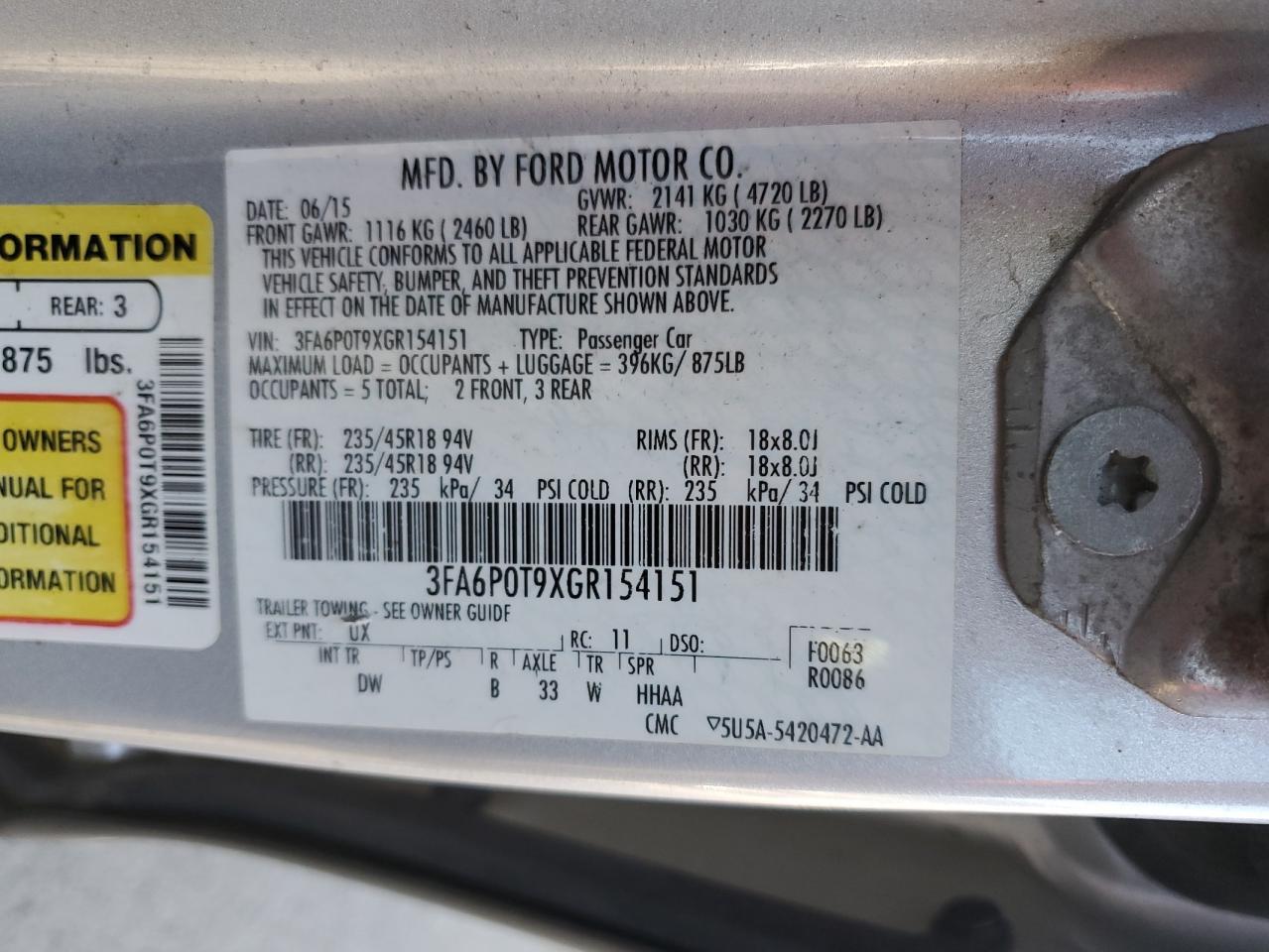 2016 FORD FUSION