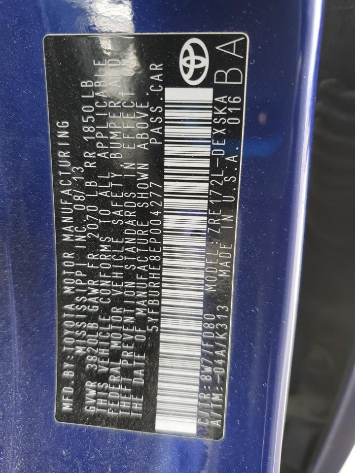 2014 TOYOTA COROLLA