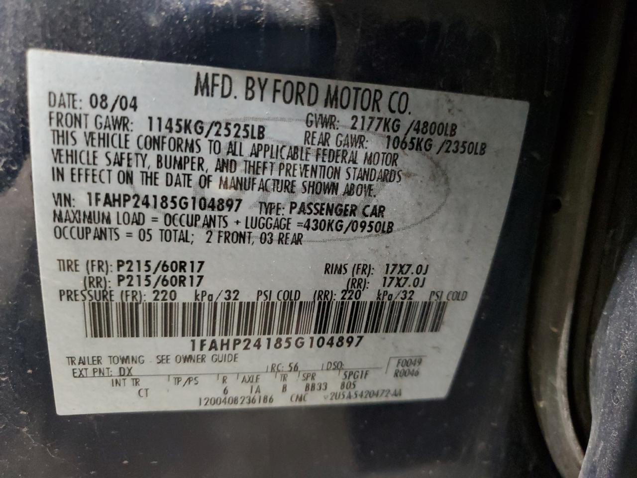 2005 FORD Five Hundred