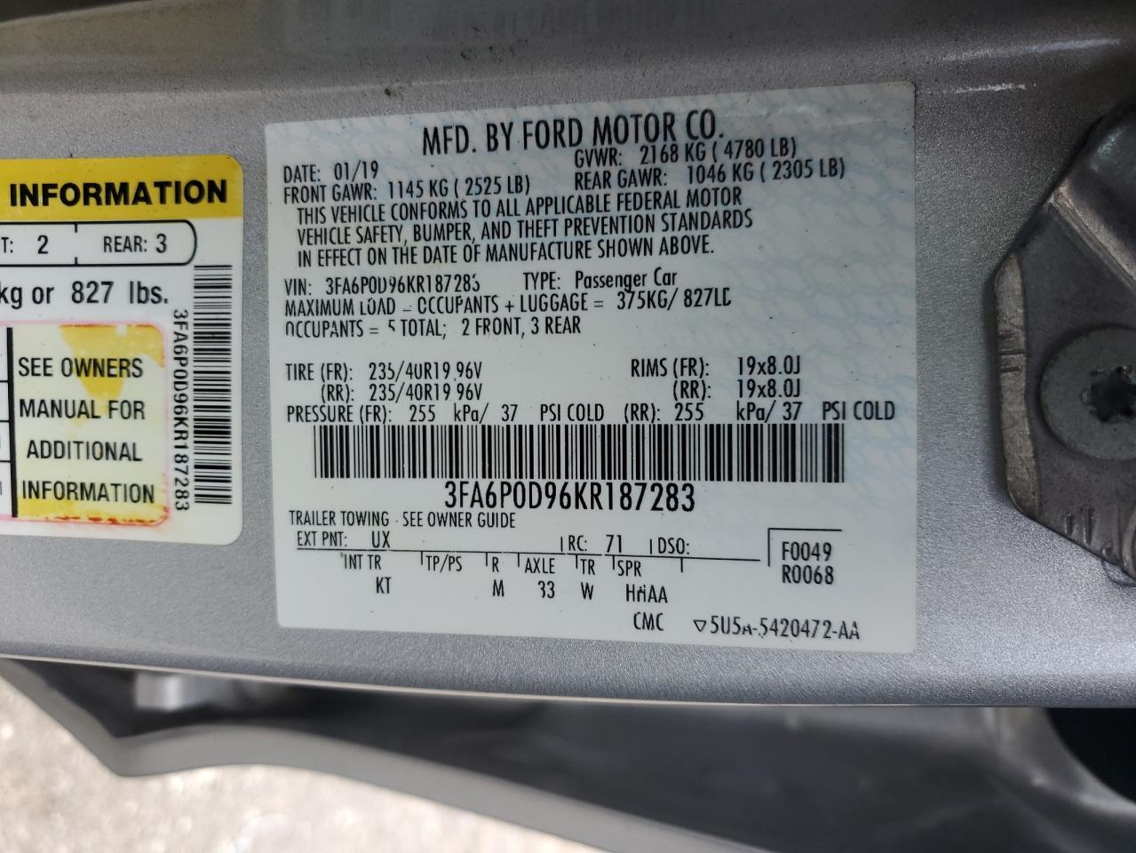 2019 FORD FUSION